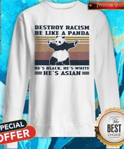 Destroy Racism Be Like A Panda He’s Black He’s White He’s Asian Vintage Retro Sweatshirt