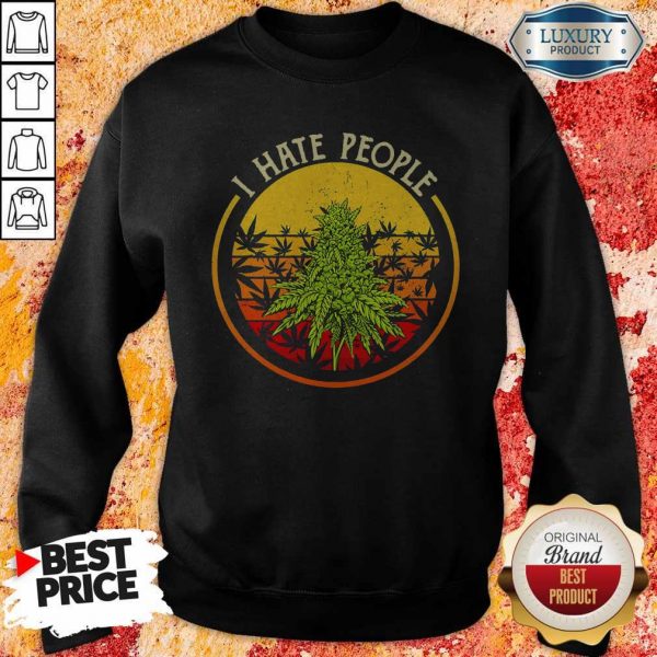 Official Cannabis I Hate People Vintage Halloween Sweatshirt