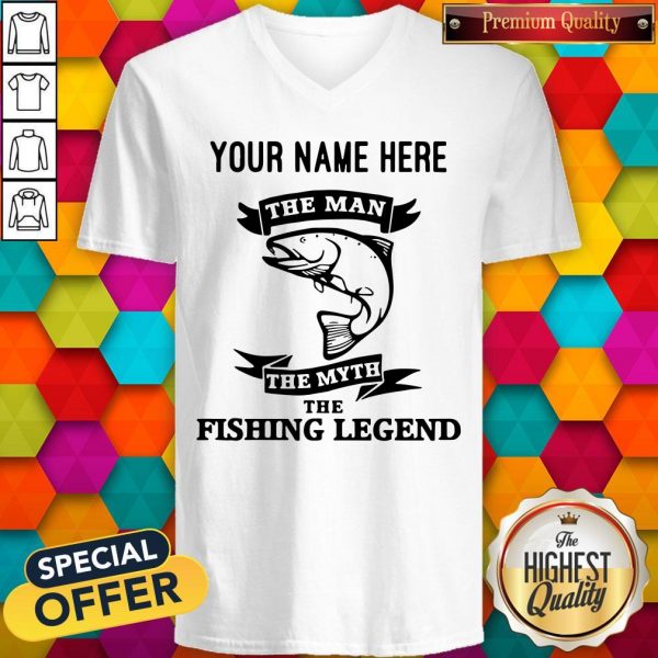 Personalized The Man The Myth The Fishing Legend Custom V-neck