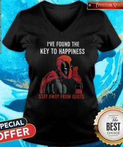 Top Deadpool I’ve Found The Key To Happiness Stay Away From Idiots V-neck