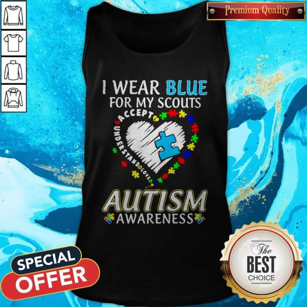 Blue For My Scouts Accept Understand Love Autism Heart Tank Top