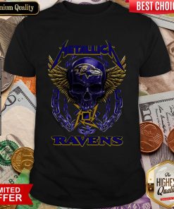 Nice Skull Metallic Ravens Shirt