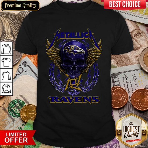 Nice Skull Metallic Ravens Shirt