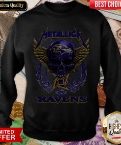 Nice Skull Metallic Ravens Sweatshirt