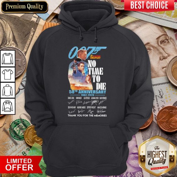 007 James Bond No Time To Die 58th Anniversary 1962 2020 Thank You For The Memories Signatures Hoodie
