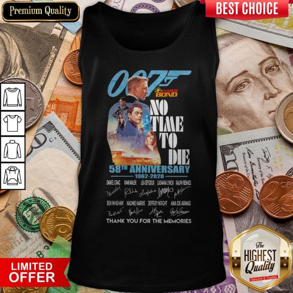 007 James Bond No Time To Die 58th Anniversary 1962 2020 Thank You For The Memories Signatures Tank Top