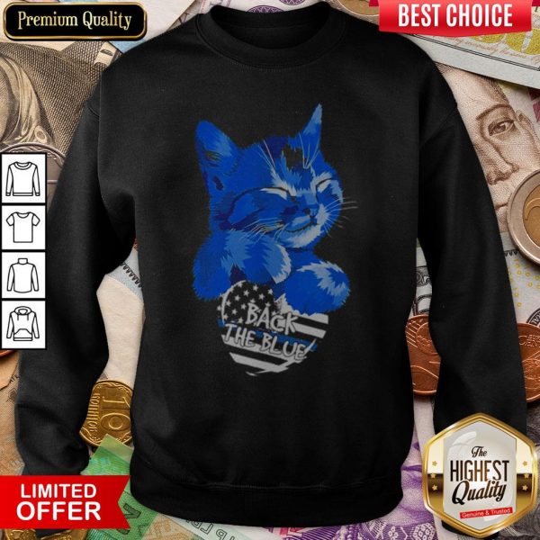 Cat Back The Blue Thin Blue Line Vintage Retro Sweatshirt