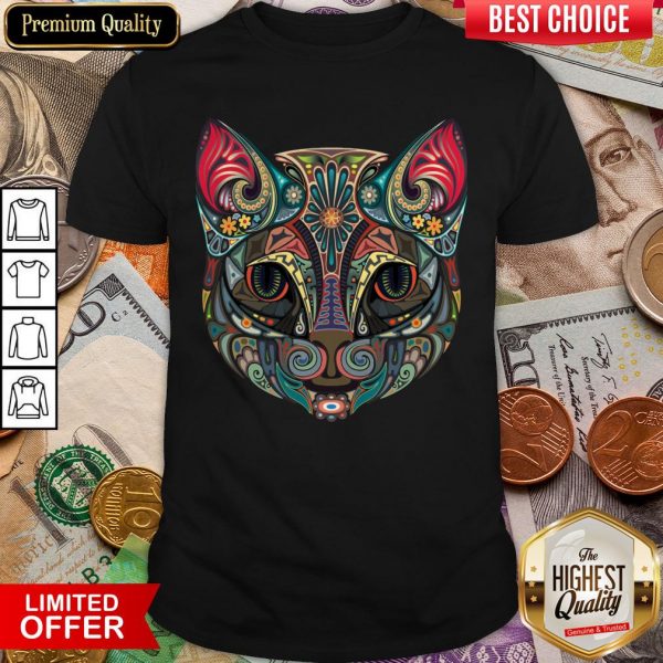 Cat Sugar Skull Dia De Los Muertos T-Shirt