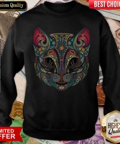 Cat Sugar Skull Dia De Los Muertos Sweatshirt