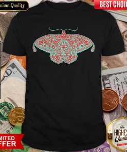 Death Head Moth Teal And Scarlet Day Of The Dead T-Shirt