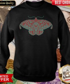 Death Head Moth Teal And Scarlet Day Of The Dead Sweatshirt