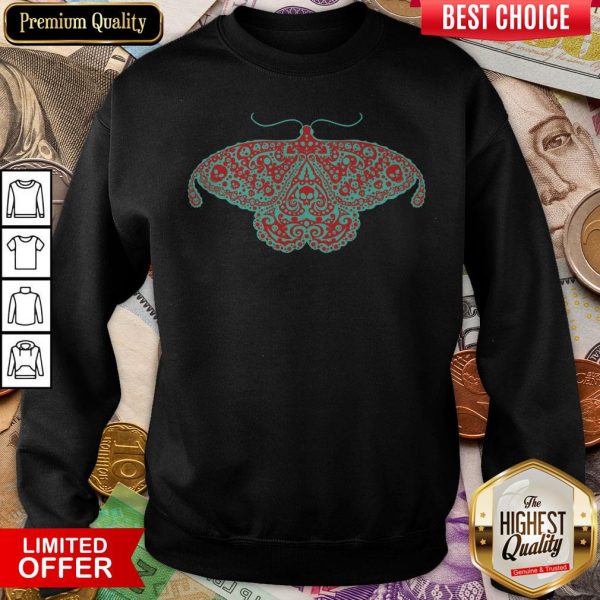Death Head Moth Teal And Scarlet Day Of The Dead Sweatshirt