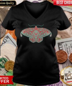 Death Head Moth Teal And Scarlet Day Of The Dead V-neck