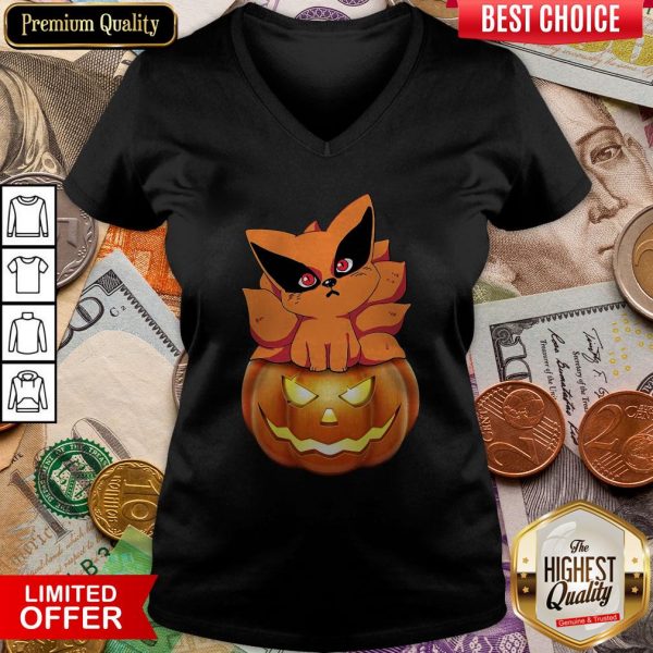 Fox N Pumpkin Halloween V-neck