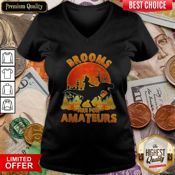Halloween Brooms Are For Amateurs Moon V-neck