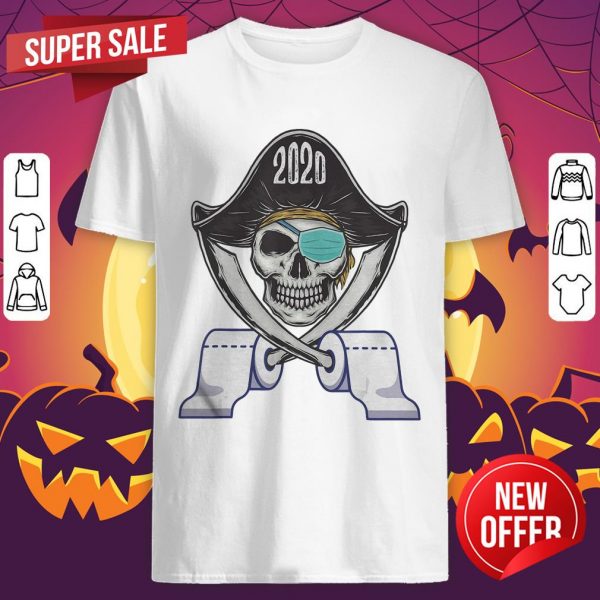 Halloween Toilet Paper Skull Mask Pirate Boys Girls Kids Shirt