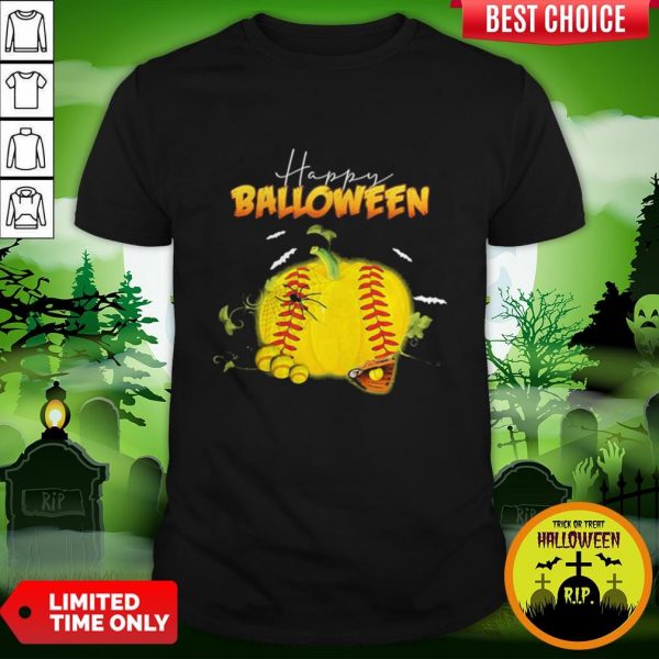 Happy Halloween Balloween Softball Pumpkin Shirt