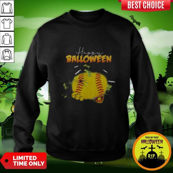 Happy Halloween Balloween Softball Pumpkin Sweatshirt