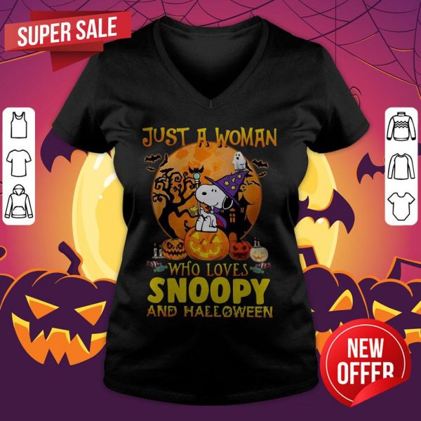 Just A Woman Who Loves Snoopy And Halloween V-neck
