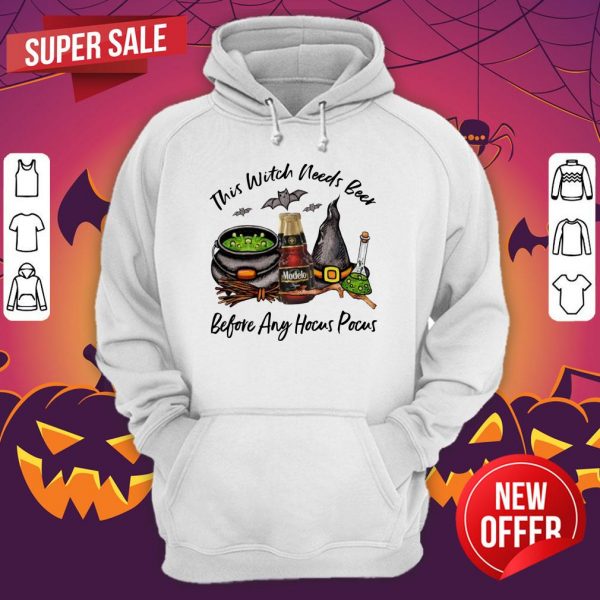 Modelo Negra Bottle This Witch Needs Beer Before Any Hocus Pocus Halloween Hoodie