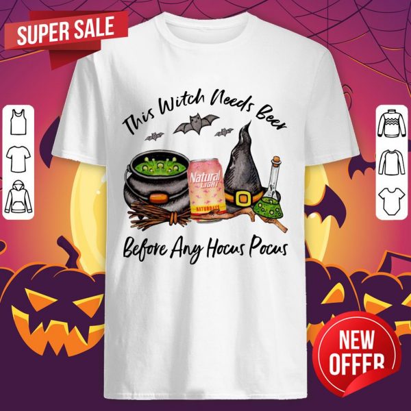 Natural Light Strawberry Lemonade Can This Witch Needs Beer Before Any Hocus Pocus Halloween T-Shirt