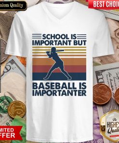Official School Is Important But Baseball Is Importanter Vintage V-neck