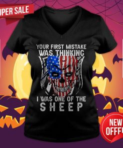 Official Skull American Flag Your First Mistake Was Thinking I Was One Of The Sheep V-neck