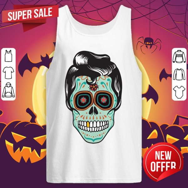 Psychobilly Sugar Skull Day Of The Dead Dia De Muertos Halloween Tank Top