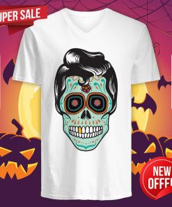 Psychobilly Sugar Skull Day Of The Dead Dia De Muertos Halloween V-neck