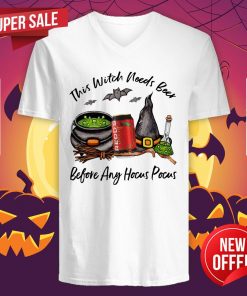 Redd_s Apple Ale Can This Witch Needs Beer Before Any Hocus Pocus Halloween V-neck