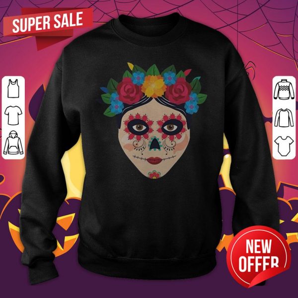 Skull Sugar Halloween Death Art Spooky Dia De Los Muertos Day Dead Sweatshirt