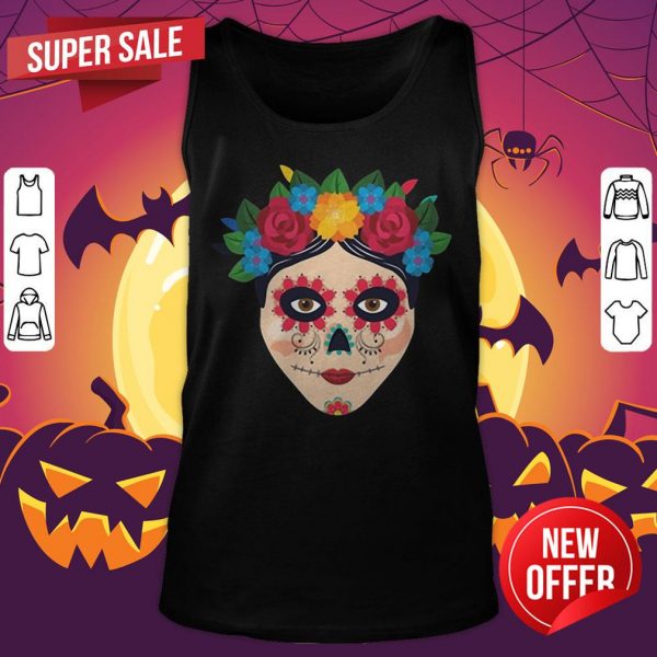 Skull Sugar Halloween Death Art Spooky Dia De Los Muertos Day Dead Tank Top
