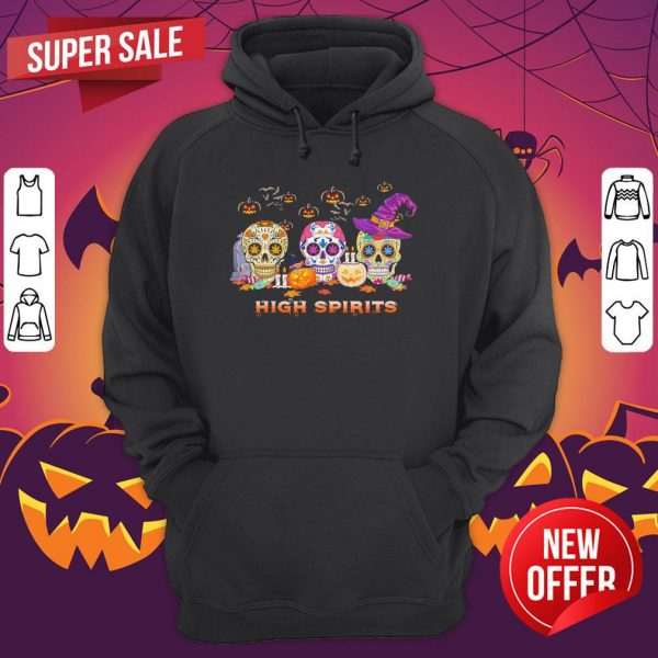 Skulls Pumpkins High Spirits Happy Halloween Hoodie