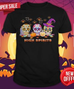 Skulls Pumpkins High Spirits Happy Halloween Shirt