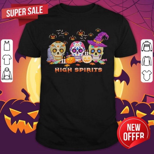 Skulls Pumpkins High Spirits Happy Halloween Shirt