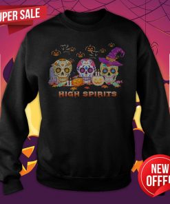 Skulls Pumpkins High Spirits Happy Halloween Sweatshirt