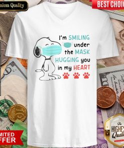Snoopy I’m Smiling Under The Mask Hugging You In My Heart V-neck
