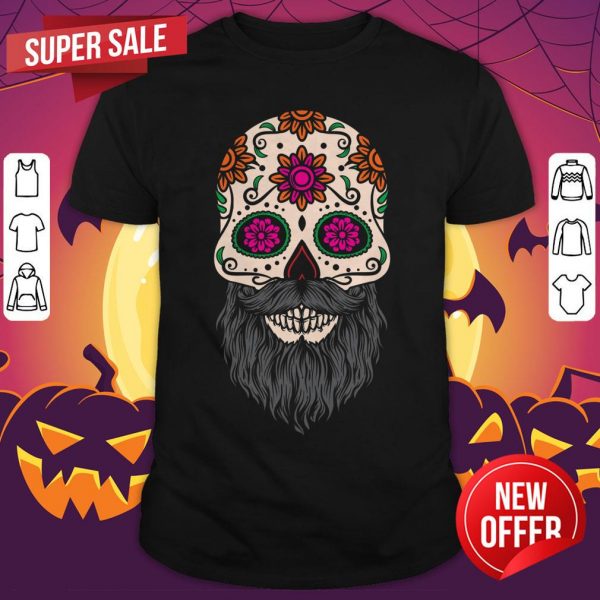 Sugar Skull Beard Dia De Los Muertos Day Of Dead Shirt