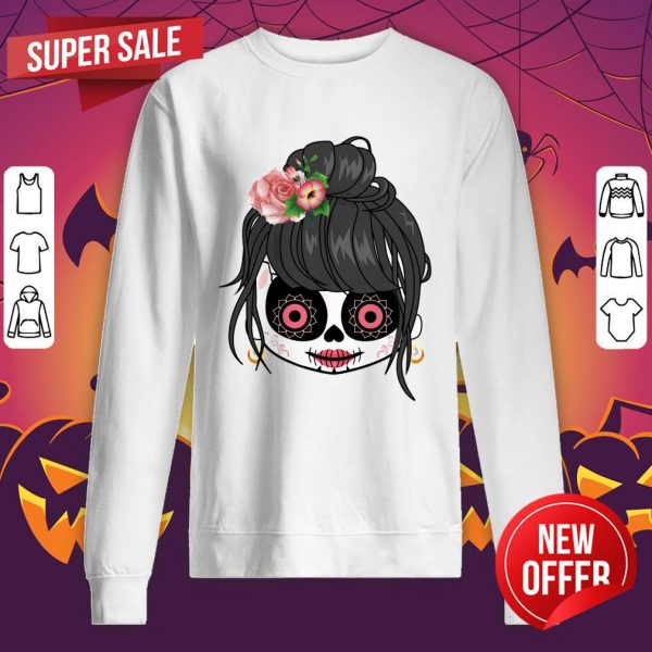 Sugar Skull Cute Girl Day Of The Dead Sweatshirt