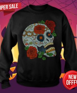 Sugar Skull Green Rose Day Dead Dia De Los Muertos Sweatshirt