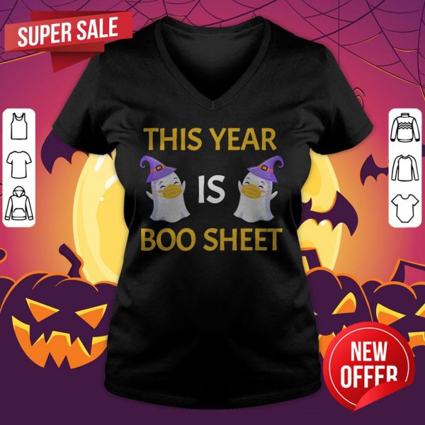 This Year Is Boo Sheet Boo Ghost Halloween Funny Gift V-neck