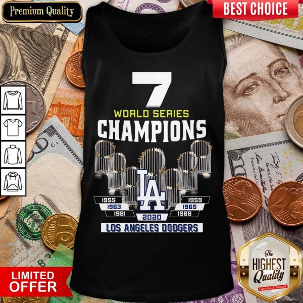 Top 7 World Series Champions 1955 1959 1965 1963 1981 1988 2020 Los Angeles Dodgers Tank Top - Design By Viewtees.com