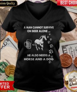 A Man Cannot Survive On Beer Alone V-neck