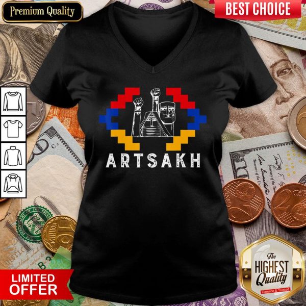 Funny Artsakh Strong Armenia Support Artsakh Flag V-neck - Design By Viewtees.com