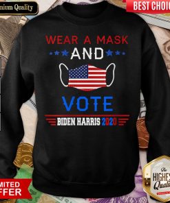 Awesome Wear A Face Mask US Flag And Vote Biden Harris 2020 Sweatshirt - Design By Viewtees.com