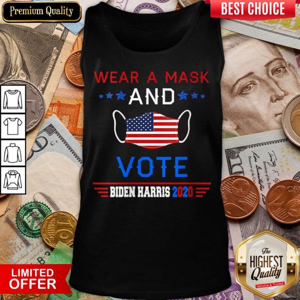 Awesome Wear A Face Mask US Flag And Vote Biden Harris 2020 Tank Top - Design By Viewtees.com