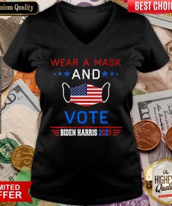 Awesome Wear A Face Mask US Flag And Vote Biden Harris 2020 V-neck - Design By Viewtees.com