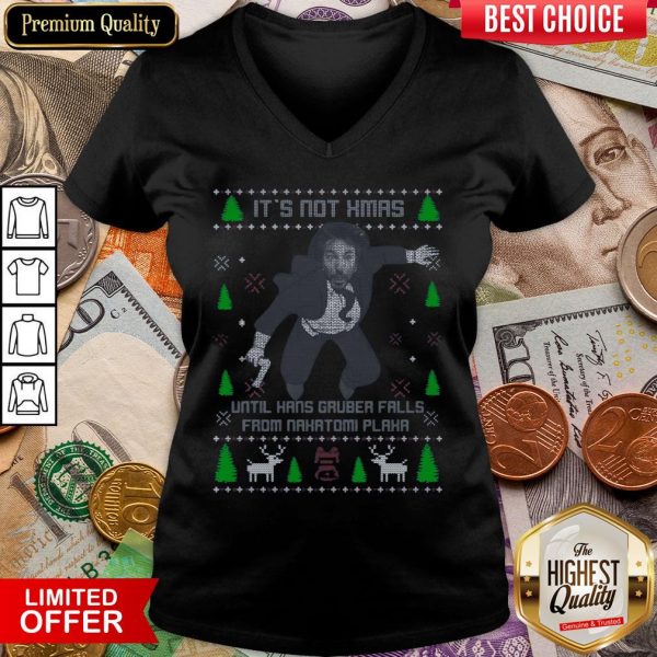 Funny It’s Not Xmas Until Hans Gruber Fall From Nakatomi Plaza Christmas V-neck - Design By Viewtees.com