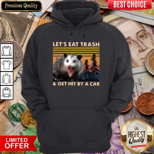 Funny Let’s Eat Trash And Get Hit By A Car Vintage Hoodie - Design By Viewtees.com