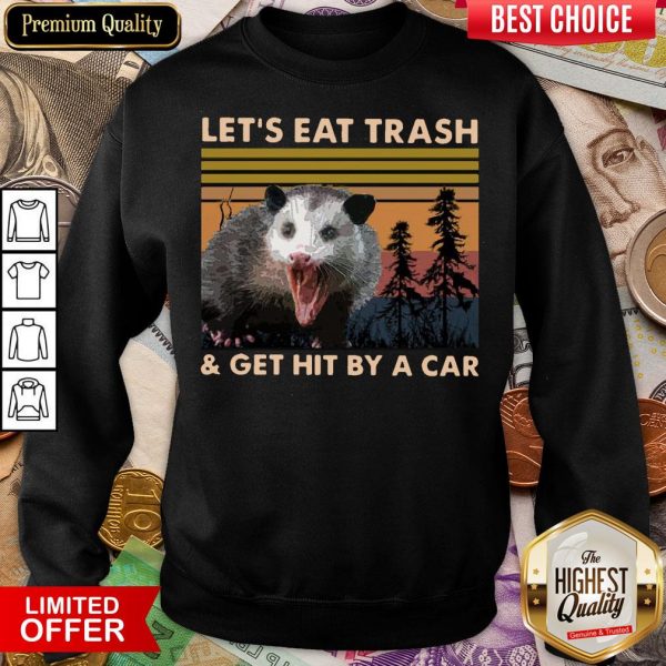 Funny Let’s Eat Trash And Get Hit By A Car Vintage Sweatshirt - Design By Viewtees.com